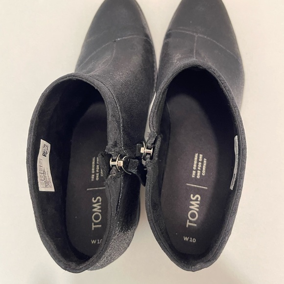 TOMS Crackle Shimmer and Textile Snake Loren Booties Women’s Size 10 Black - Picture 5 of 5